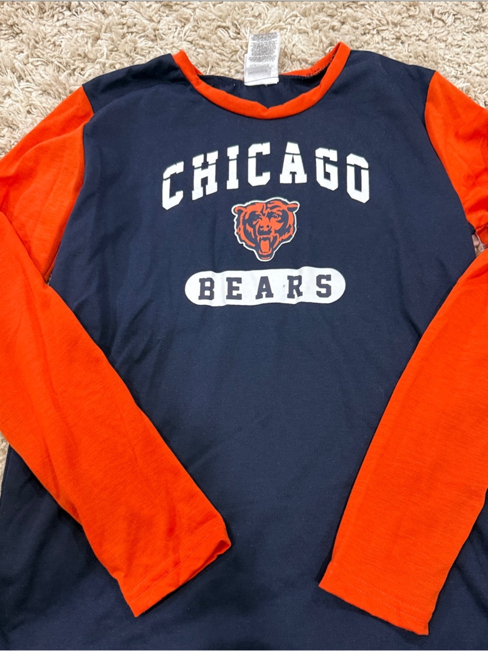 NFL Chicago Bears Navy and Orange Long Sleeve Tee